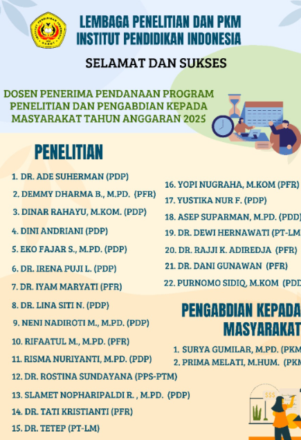 19 Dosen IPI Garut Raih Hibah DPPM Tahun 2025: Wujud Penguatan Kapasitas Riset dan Pengabdian untuk Pemberdayaan Masyarakat